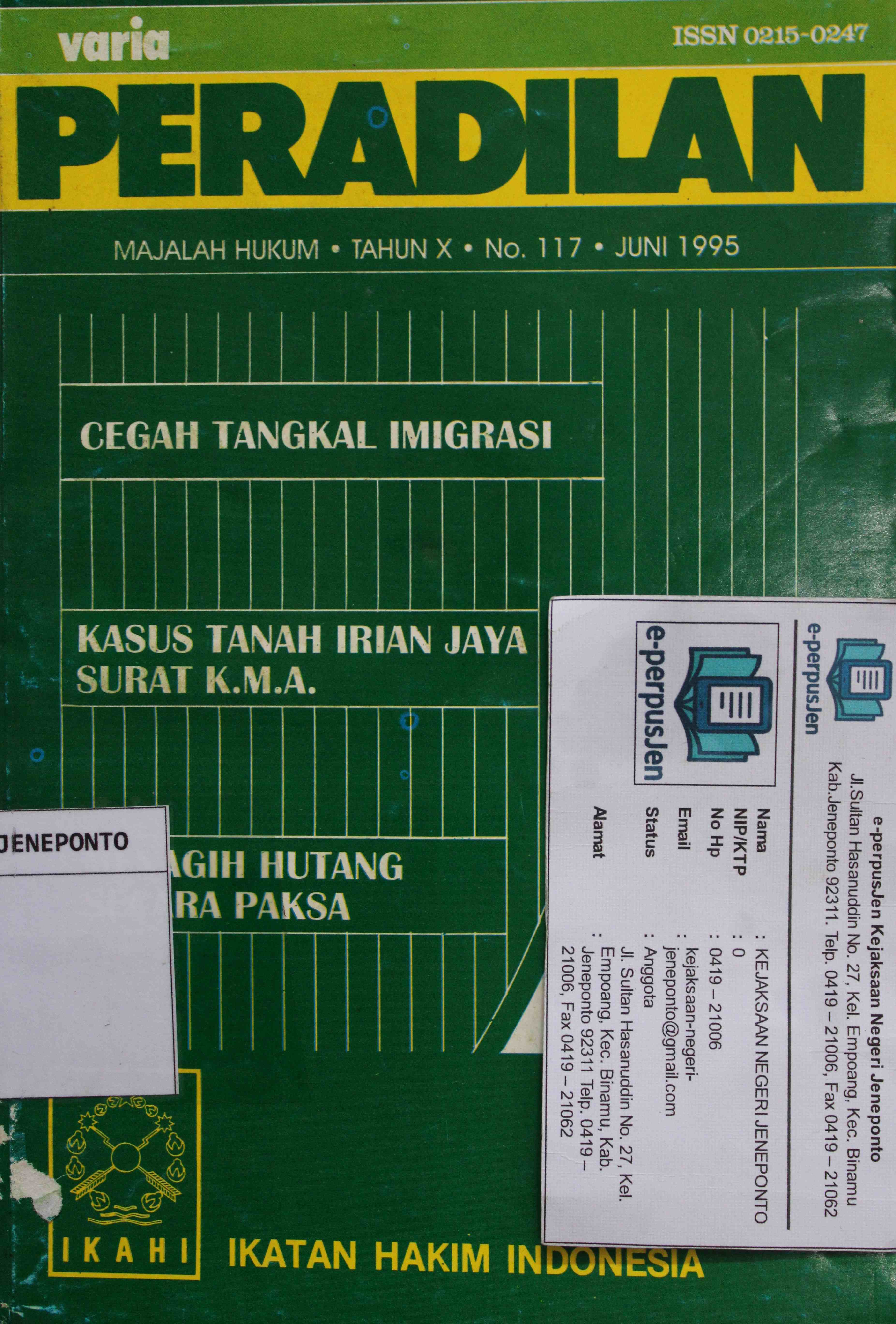 Varia Peradilan Majalah Hukum Tahun X No 117 Juni 1995